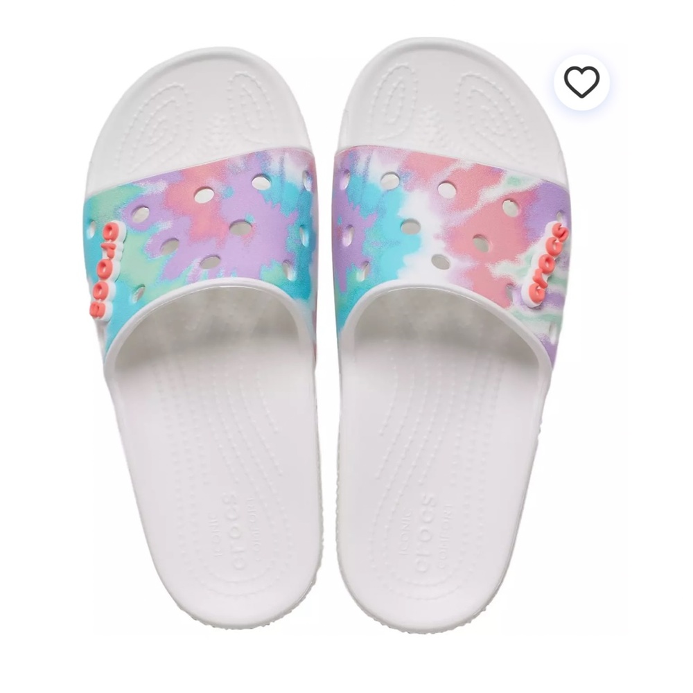 NWOT Crocs Classic Tie-Dye Multi Color Graphic Slides 10 W